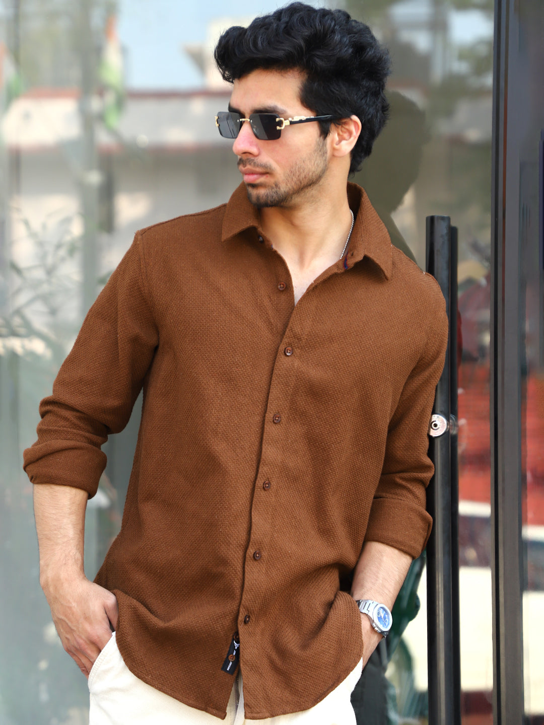 Vanilla Daze Brown full Sleeve Plain shirt