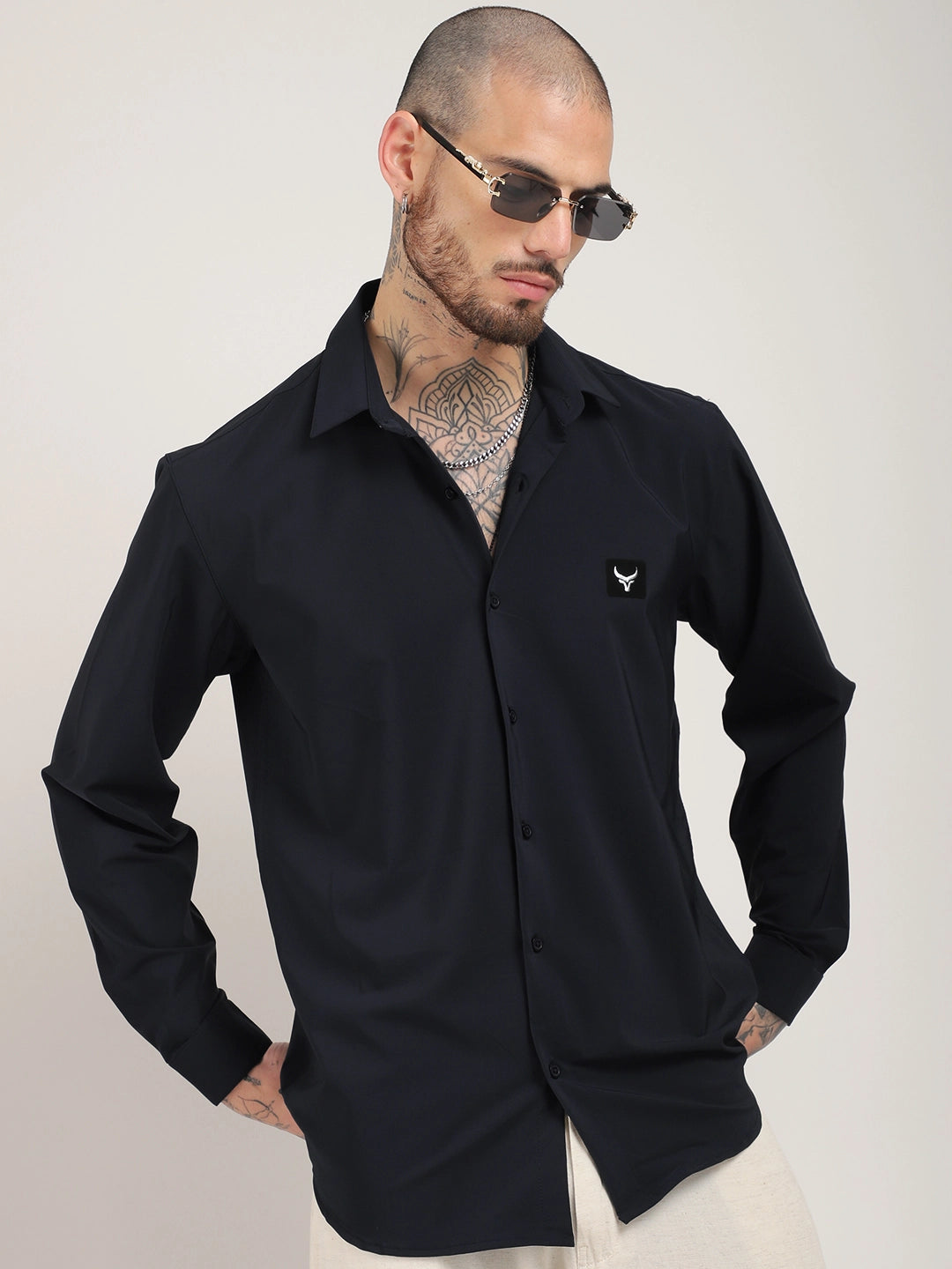 Andrey Stretchable Ocean Blue Full Sleeve Shirt