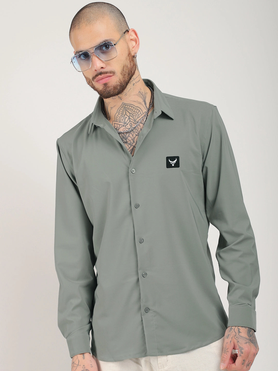 Andrey Stretchable Mint Green Full Sleeve Shirt