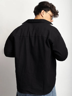 Crown Street Black Oversized Denim Shirt