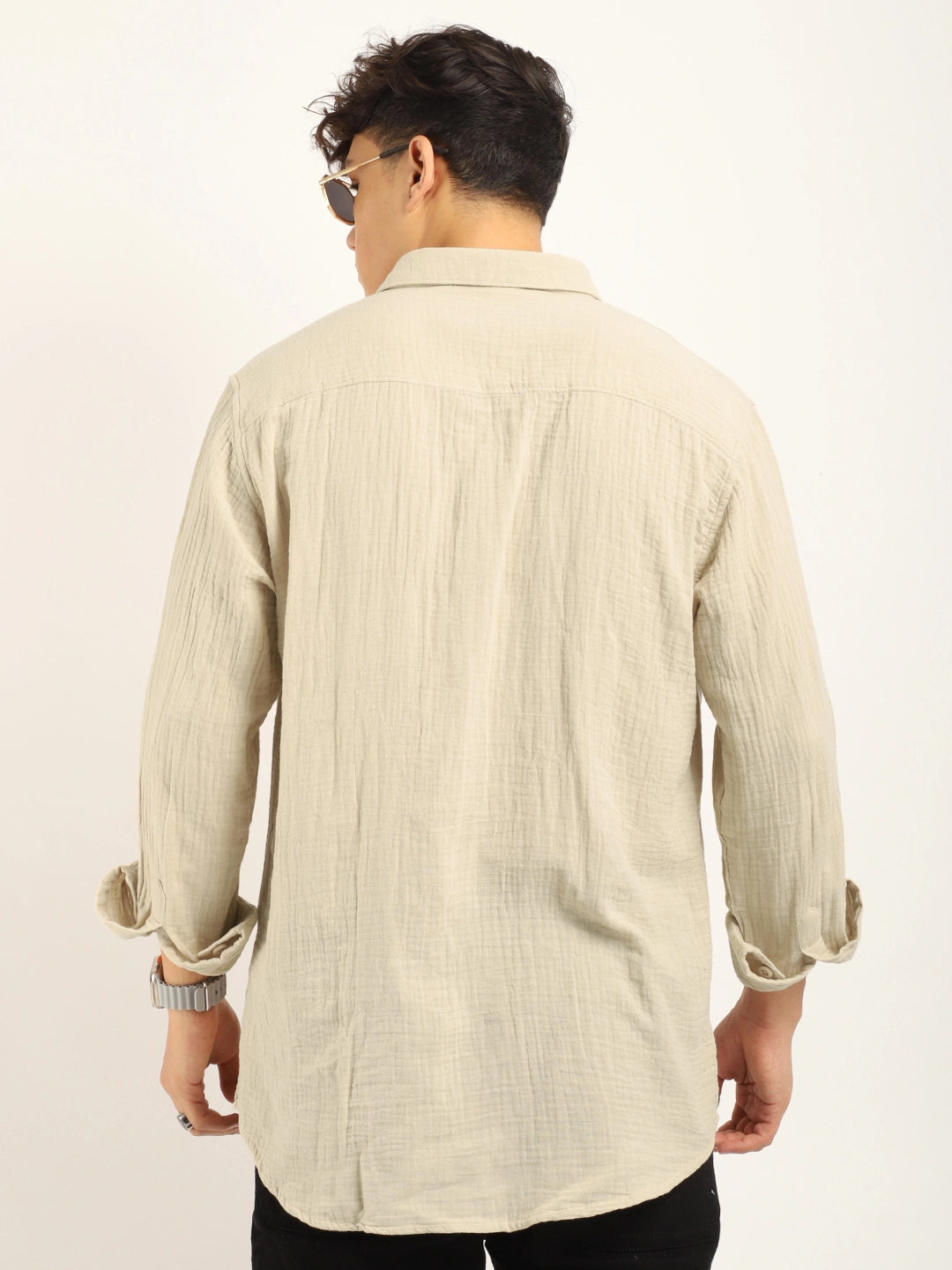 Fabric Lucas Double Clothe Beige Full Sleeve Shirt