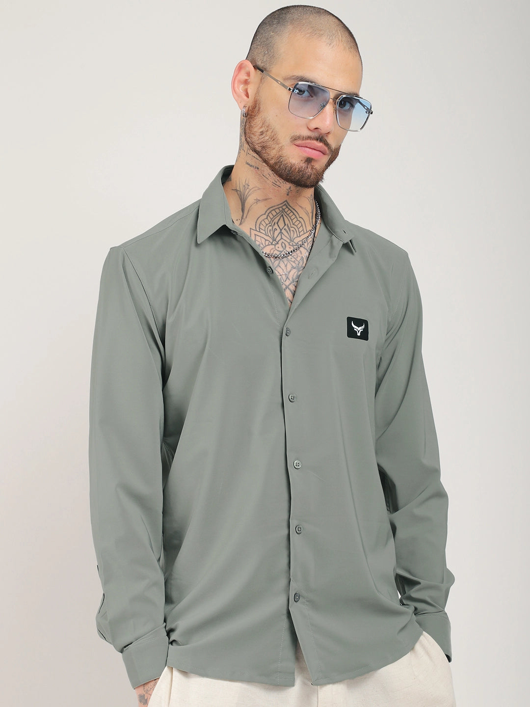 Andrey Stretchable Mint Green Full Sleeve Shirt