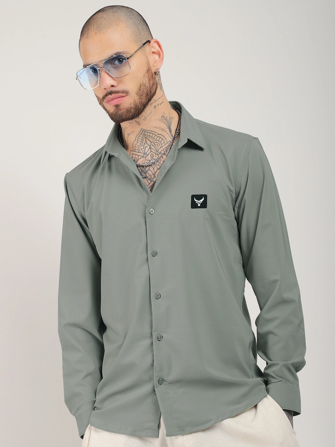 Andrey Stretchable Mint Green Full Sleeve Shirt