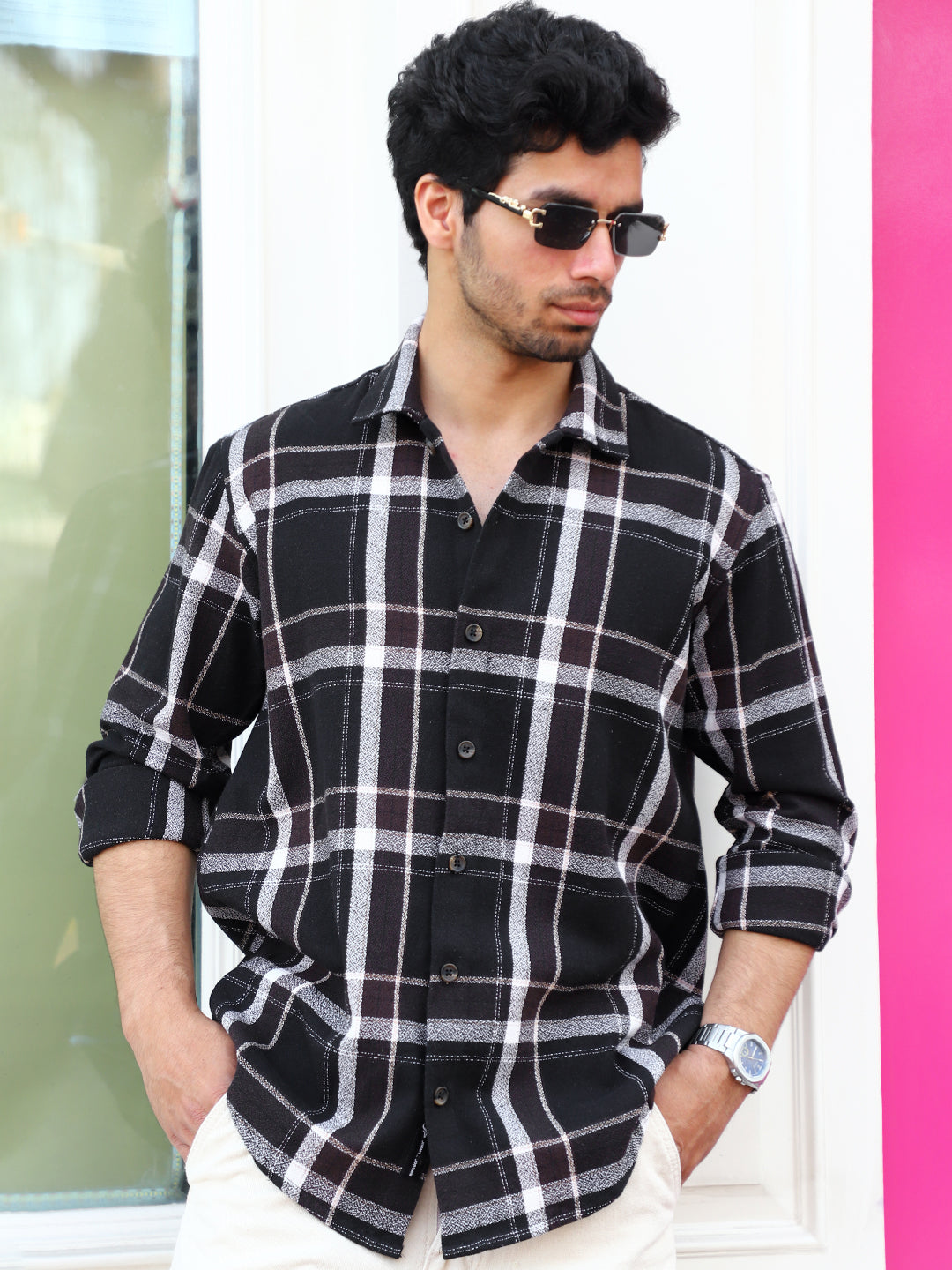 Bloom State Black Check Full Sleeve Shirt