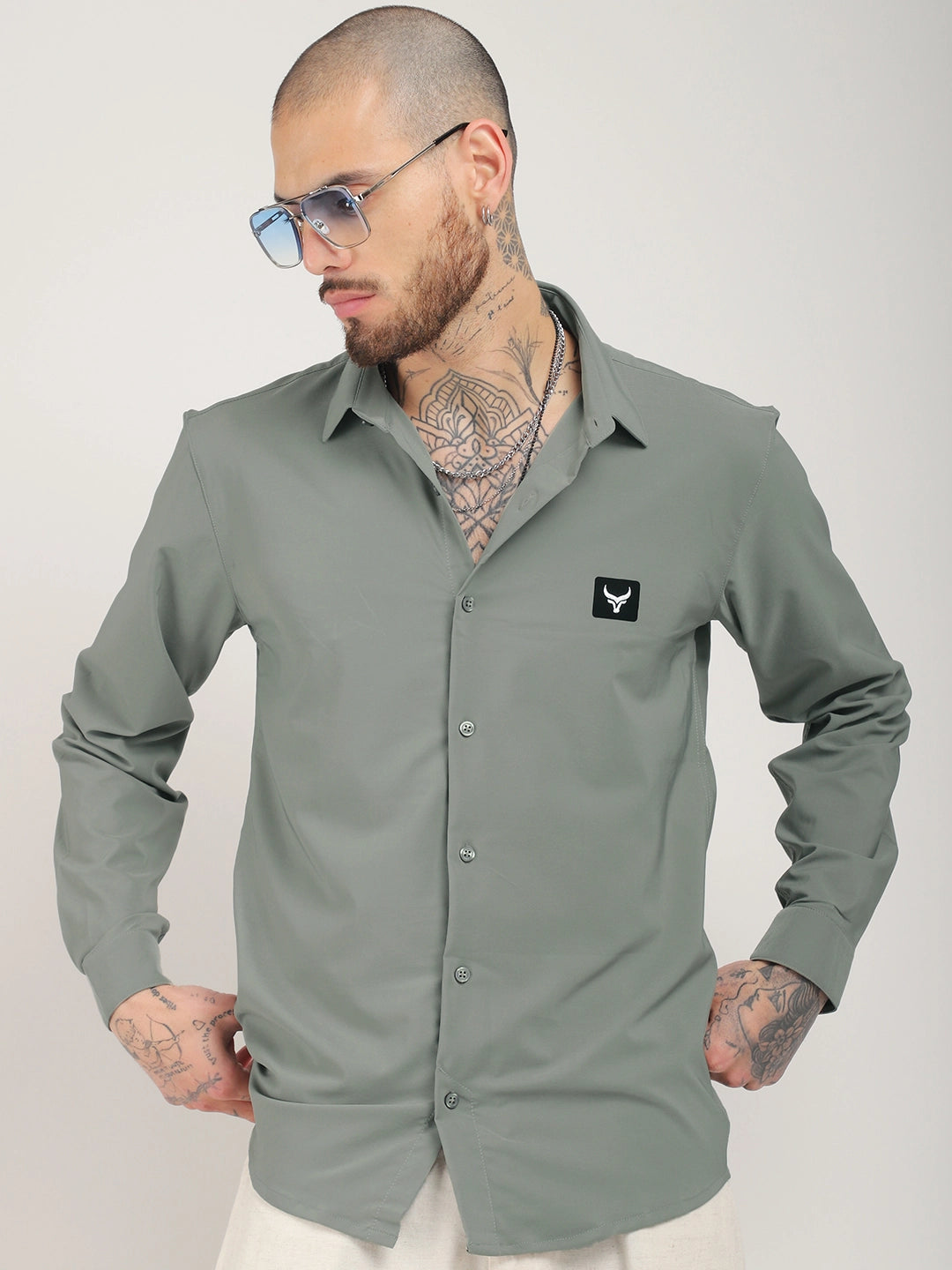 Andrey Stretchable Mint Green Full Sleeve Shirt