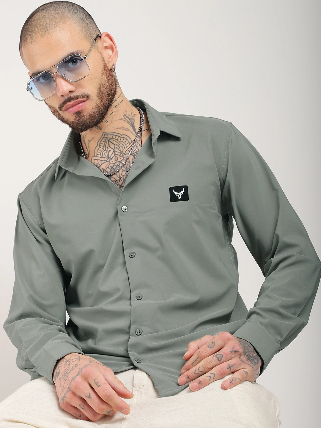 Andrey Stretchable Mint Green Full Sleeve Shirt