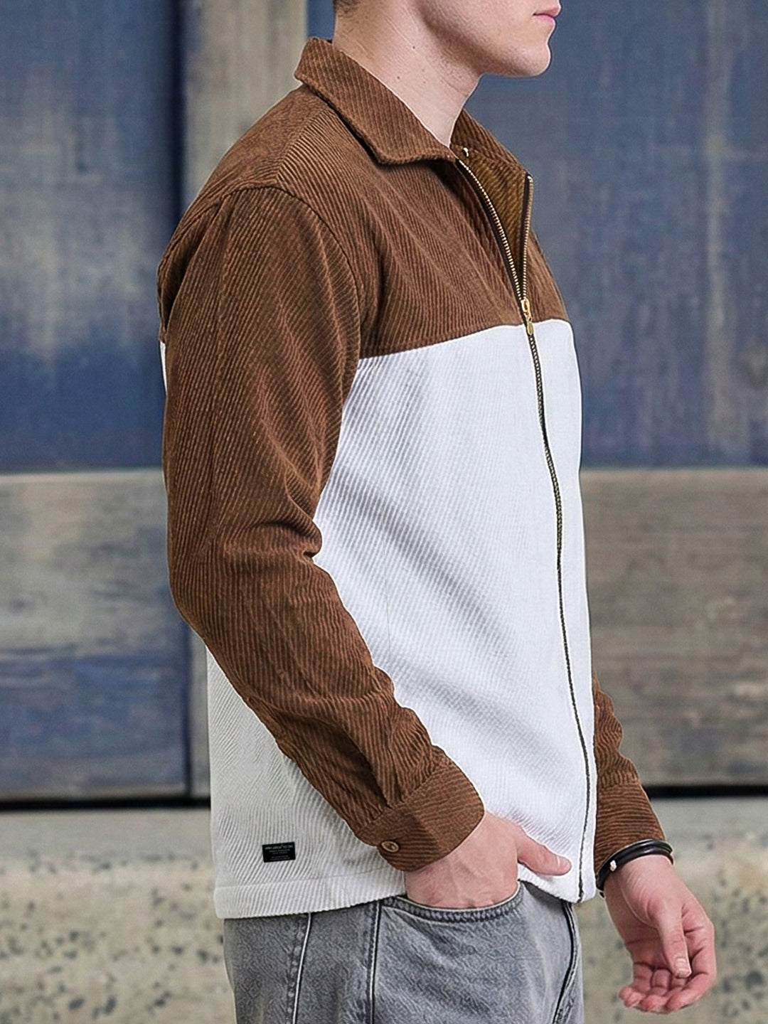 Halo Fade Beige Ribbed Shacket