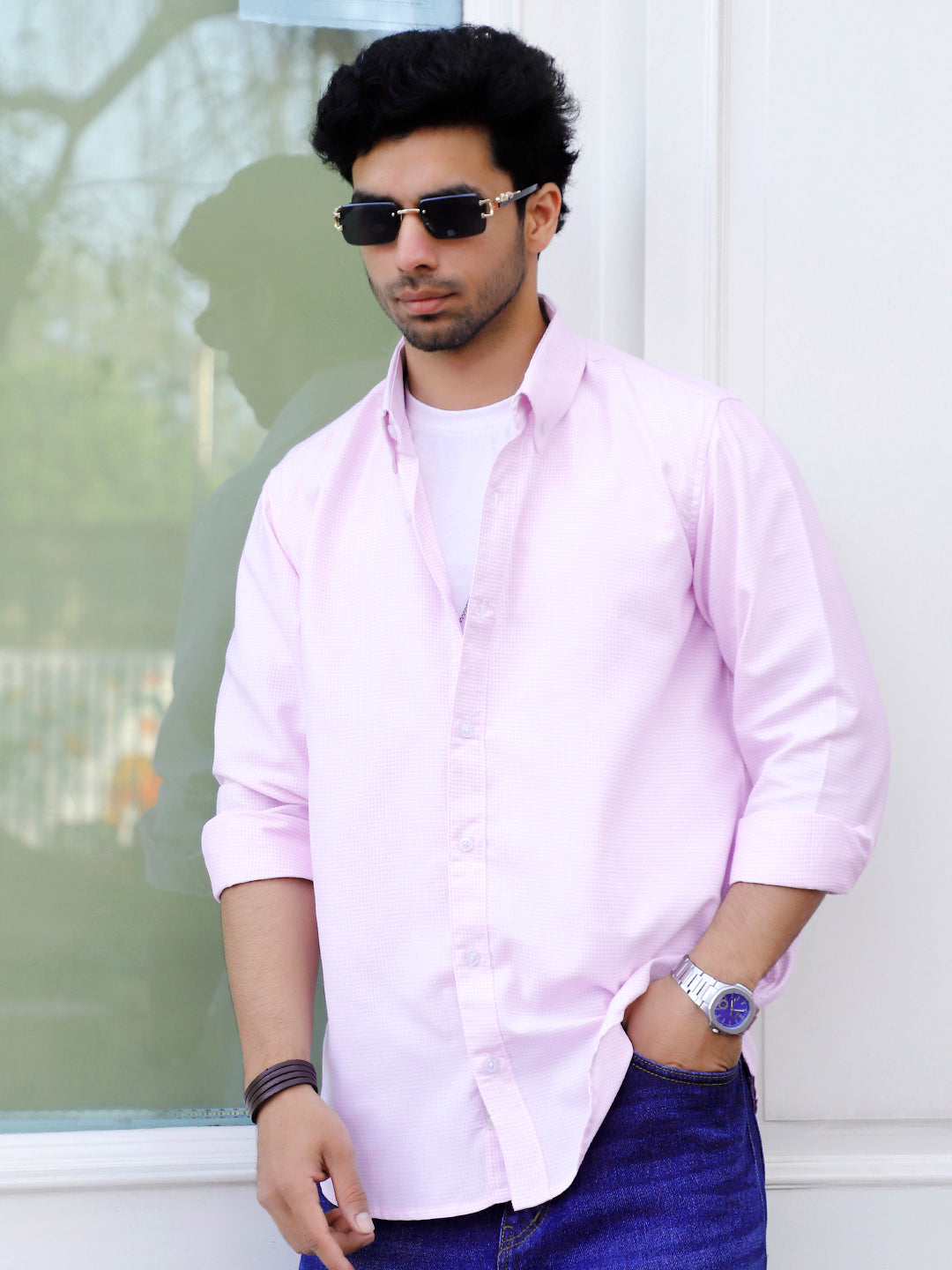 Cove Neon Pink Check full Sleeve shirt