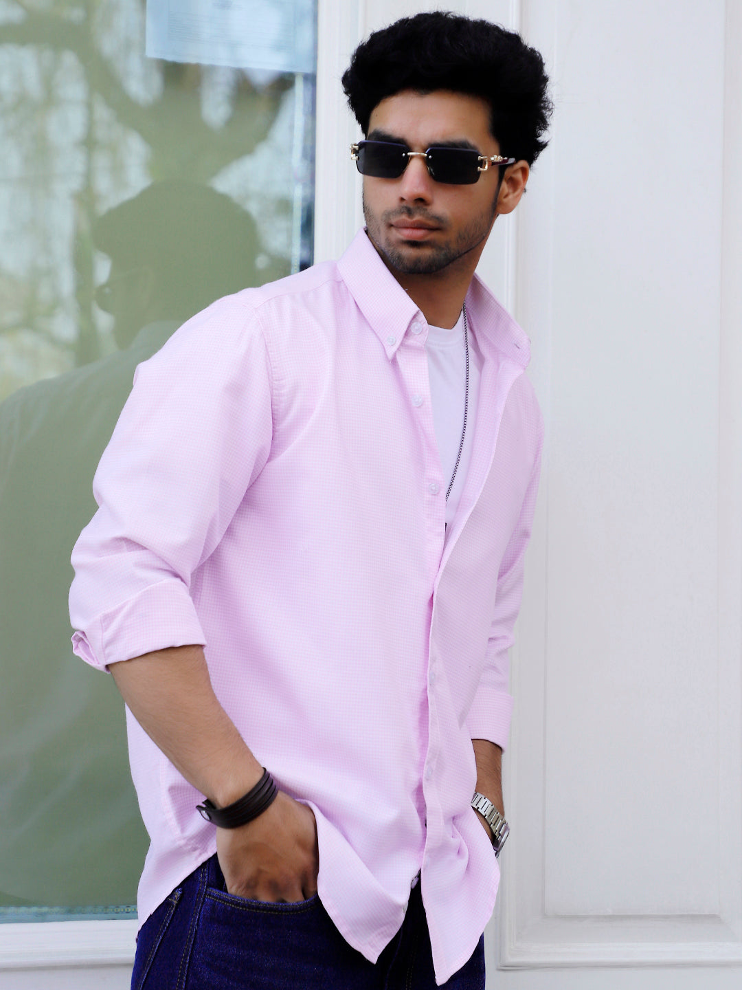 Cove Neon Pink Check full Sleeve shirt