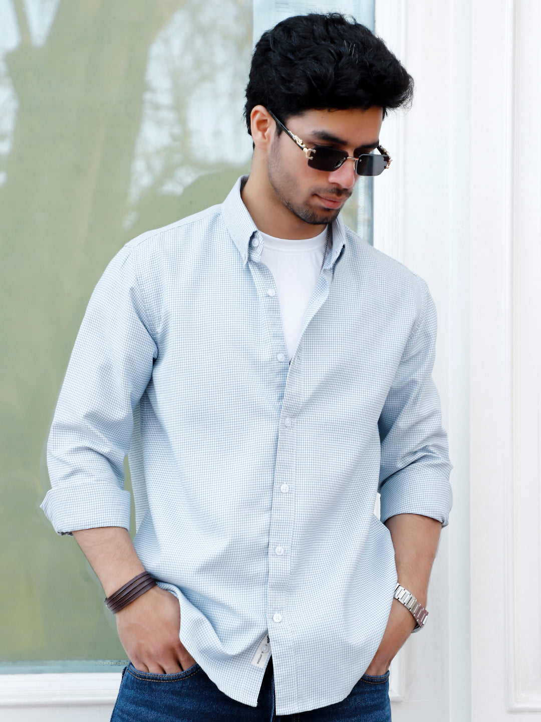 Desert Bloom Dark Sea Green Check full Sleeve shirt