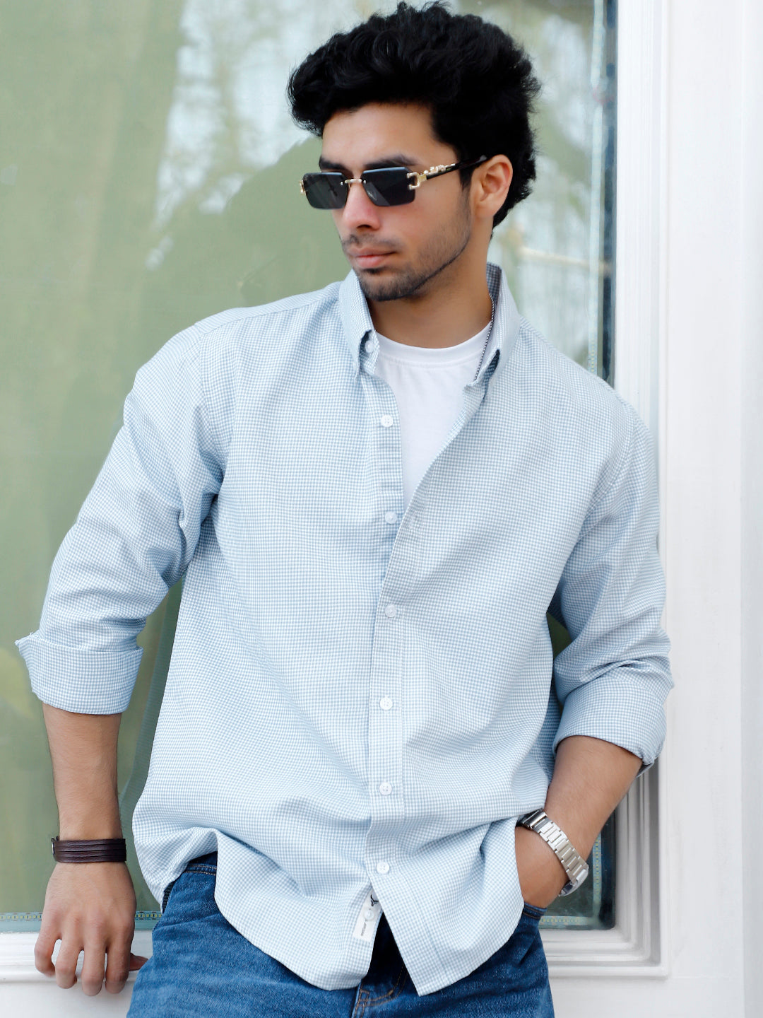 Desert Bloom Dark Sea Green Check full Sleeve shirt