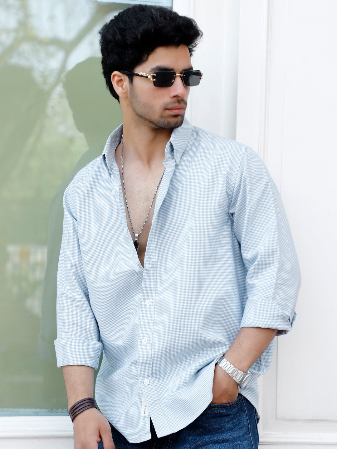 Desert Bloom Dark Sea Green Check full Sleeve shirt