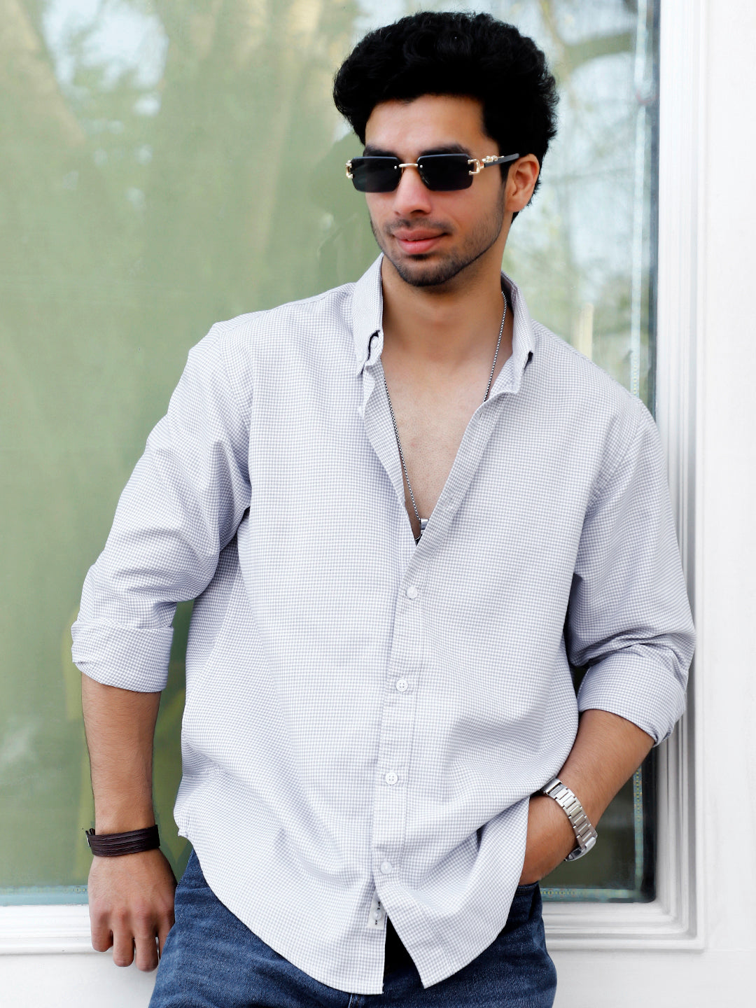 Cove Warm Grey Check full Sleeve shirt