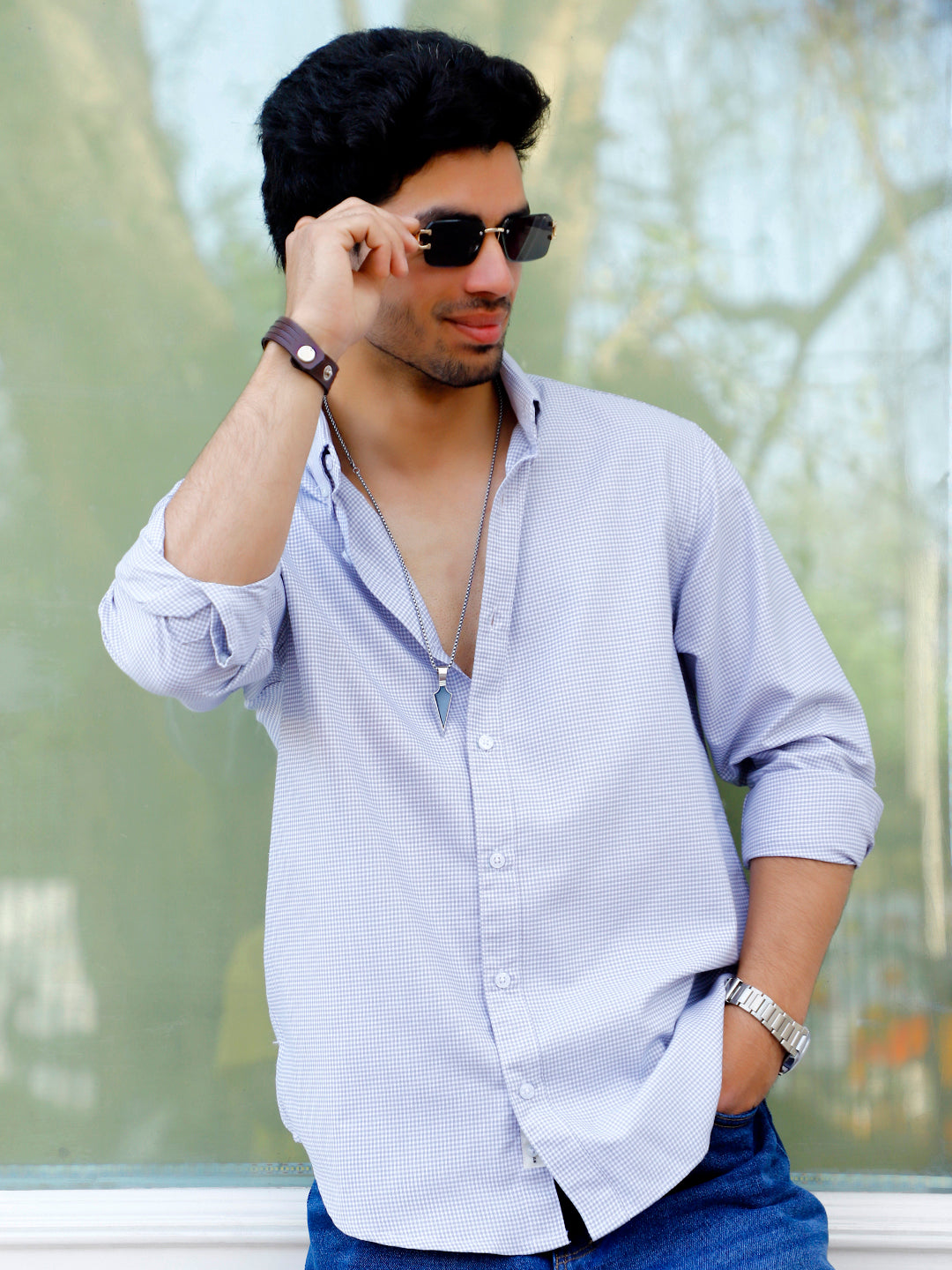 Desert Bloom Warm Grey Check full Sleeve shirt