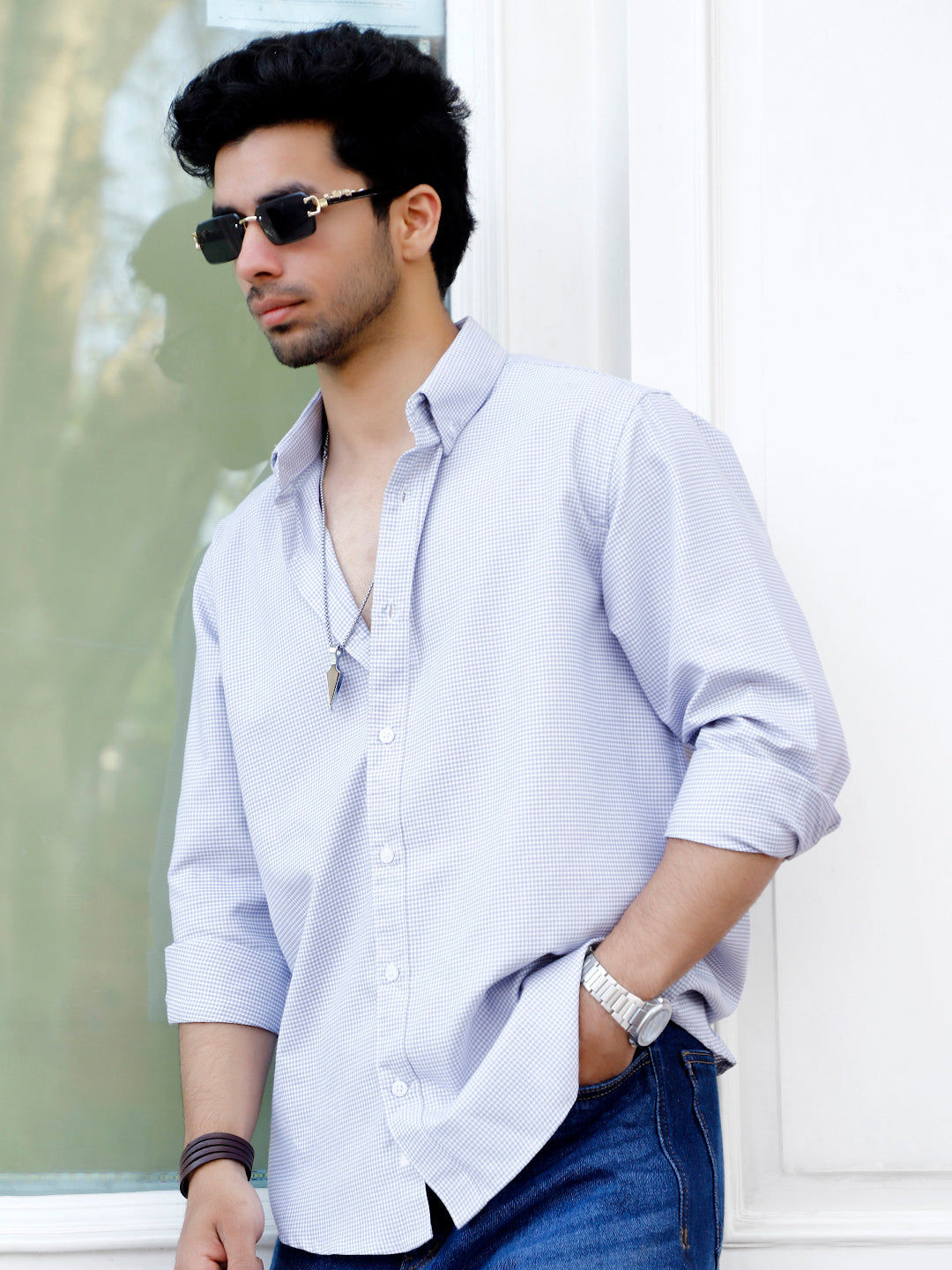 Desert Bloom Warm Grey Check full Sleeve shirt