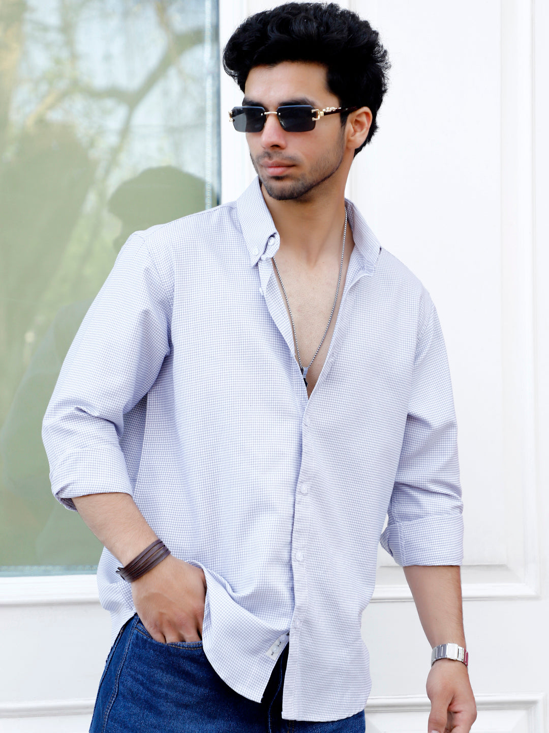 Desert Bloom Warm Grey Check full Sleeve shirt