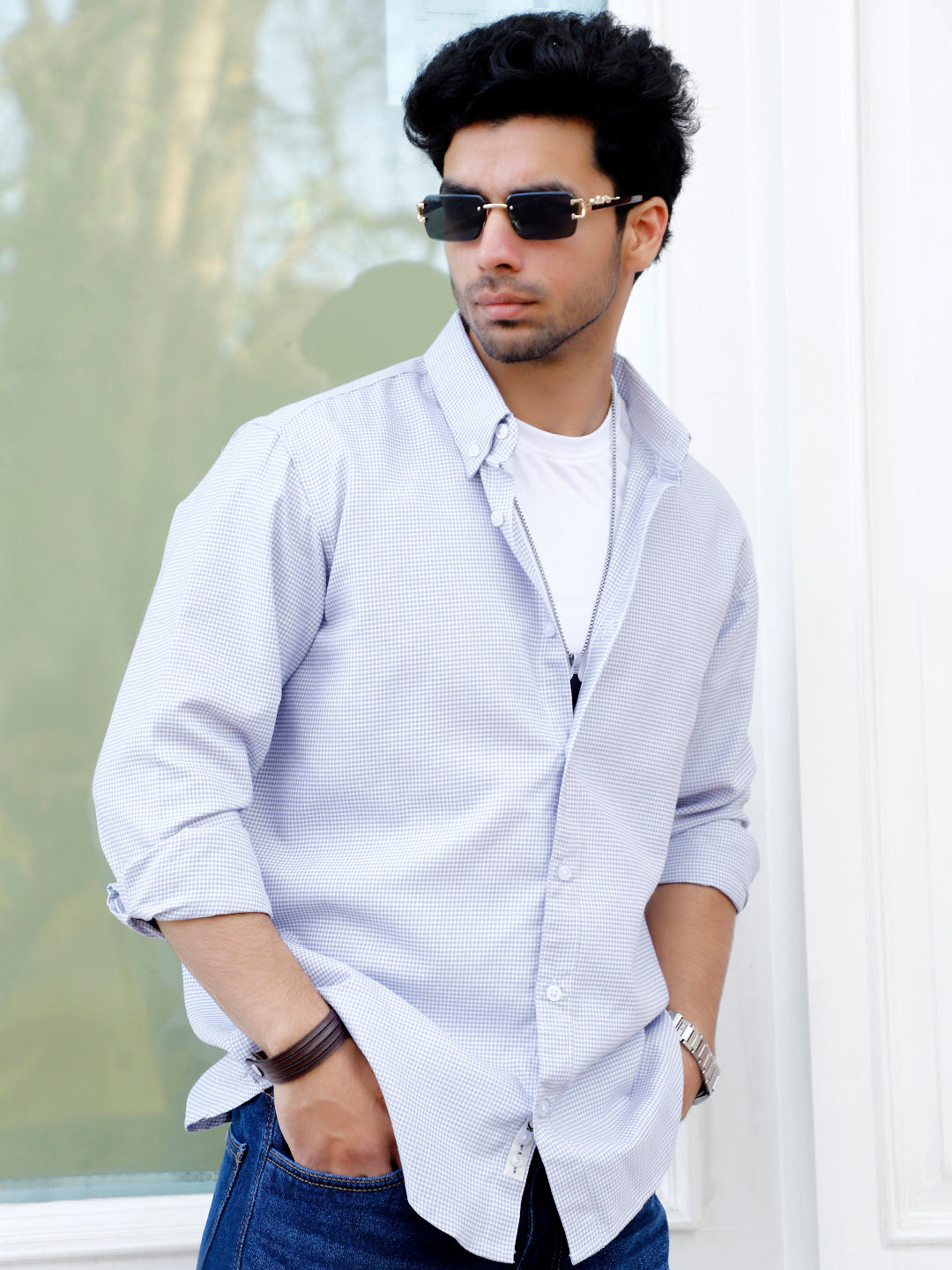 Desert Bloom Warm Grey Check full Sleeve shirt