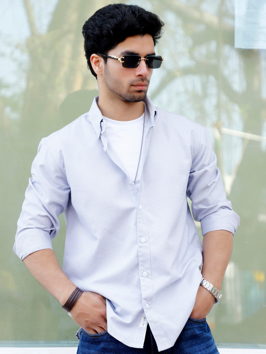 Desert Bloom Warm Grey Check full Sleeve shirt