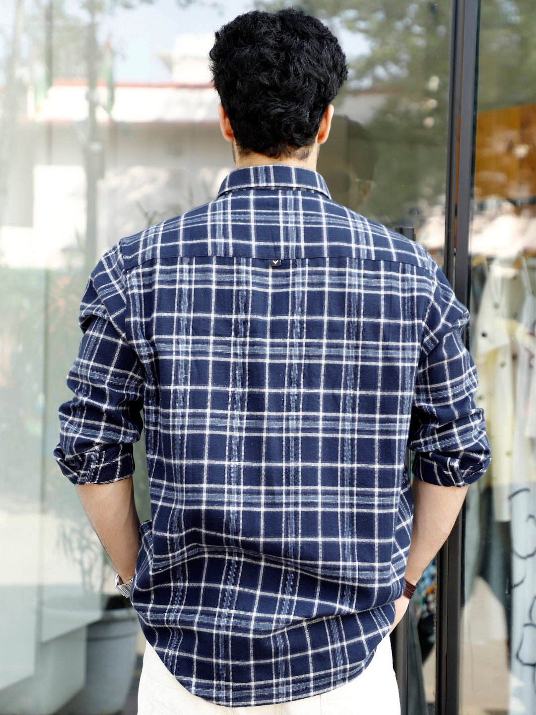 Monoform Dark Blue Check Full Sleeve Shirt