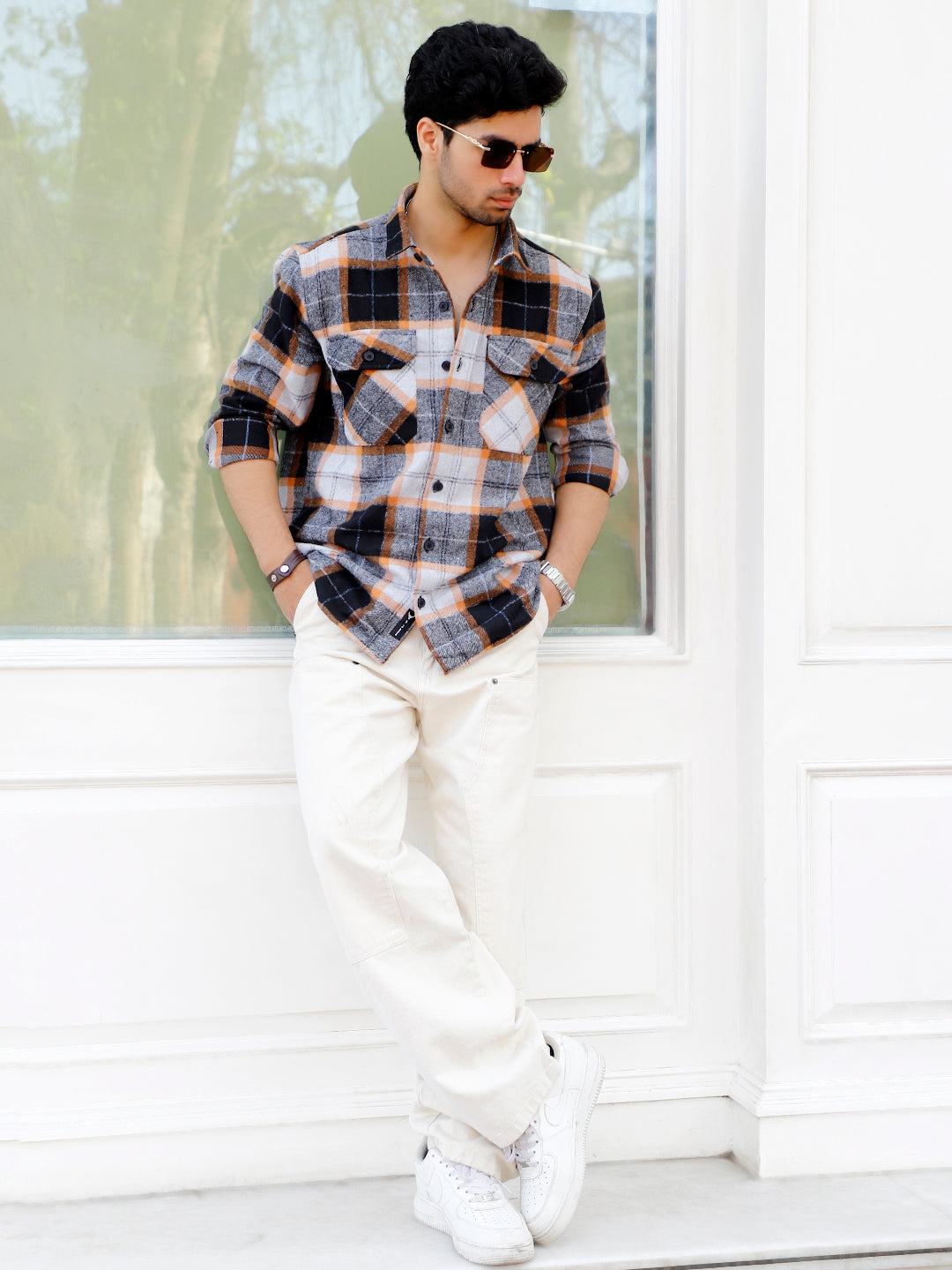 Daytona Dim Orange Check Full Sleeve Shirt