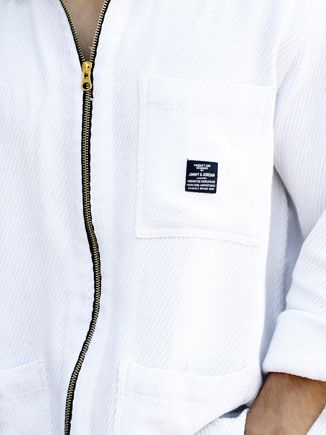 Sandstone Heritage White Ribbed Shacket