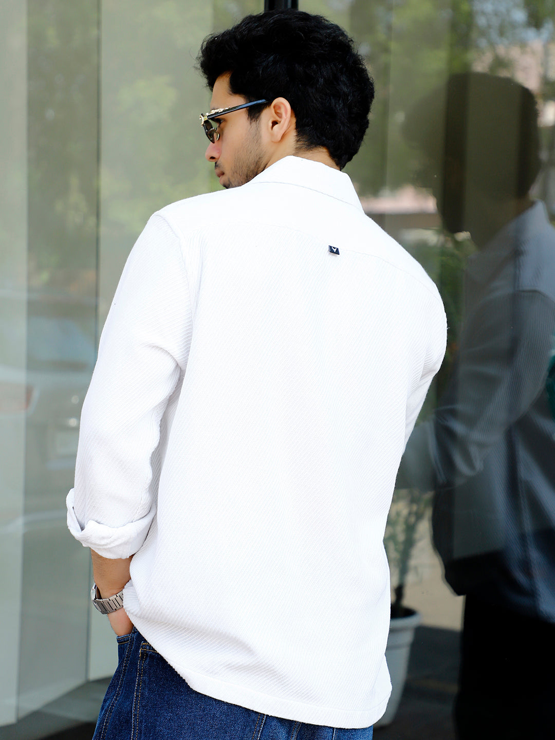 Sandstone Heritage White Ribbed Shacket