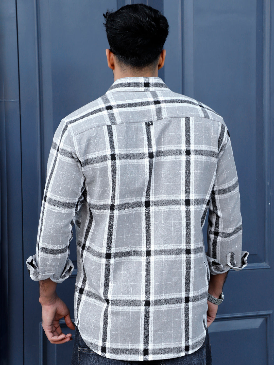 Bloom State Dark Gray Check Full Sleeve Shirt