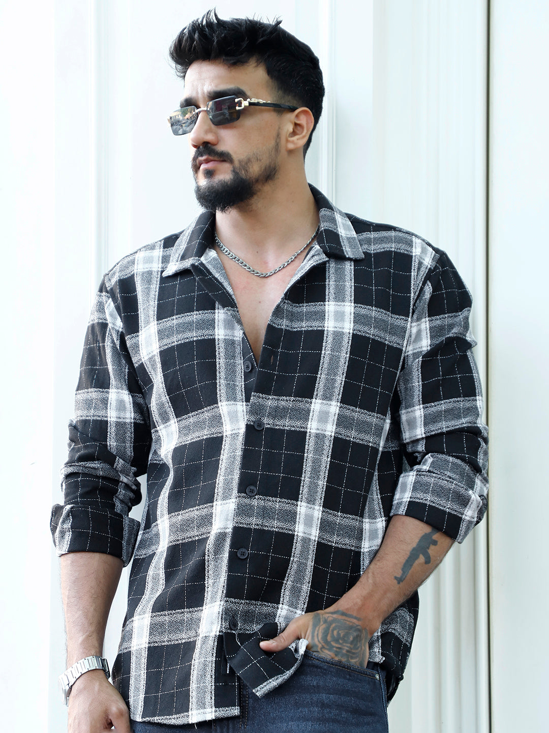 Bloom State Revan Black Check Shirt