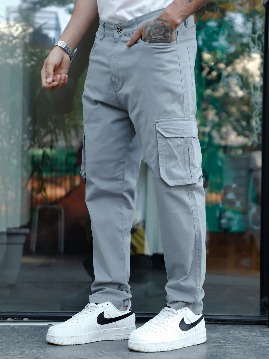 Slate Drift Flint Grey Cotton Cargo