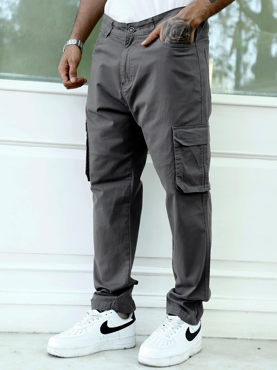 Slate Drift Grey Cotton Cargo