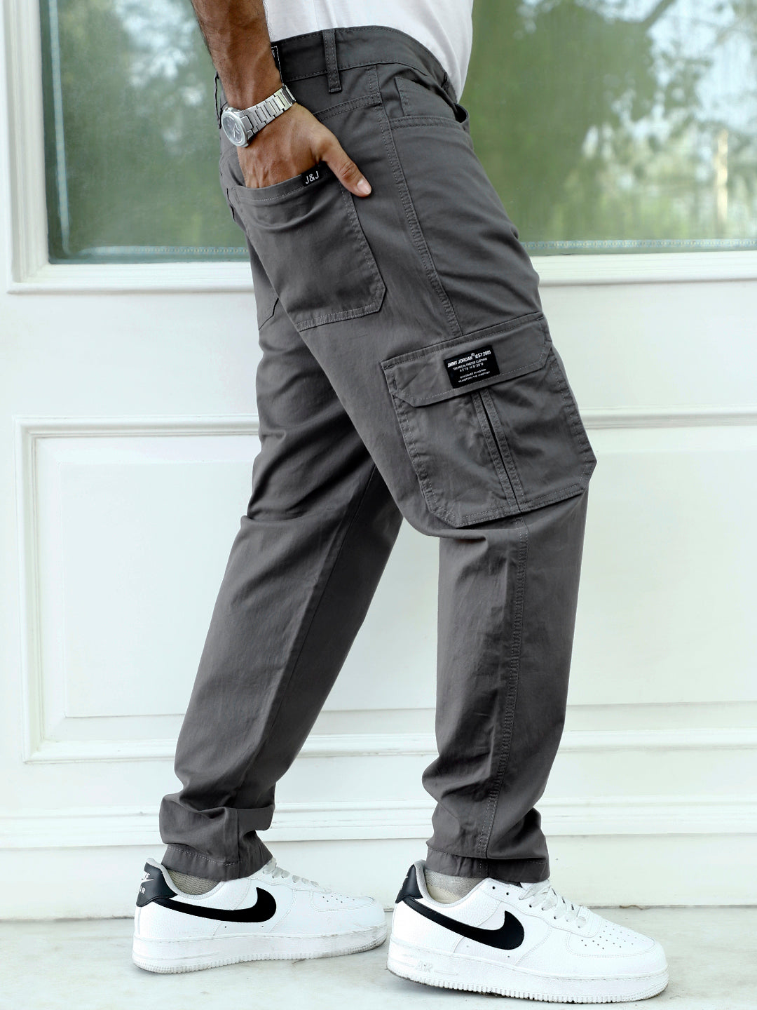 Slate Drift Grey Cotton Cargo