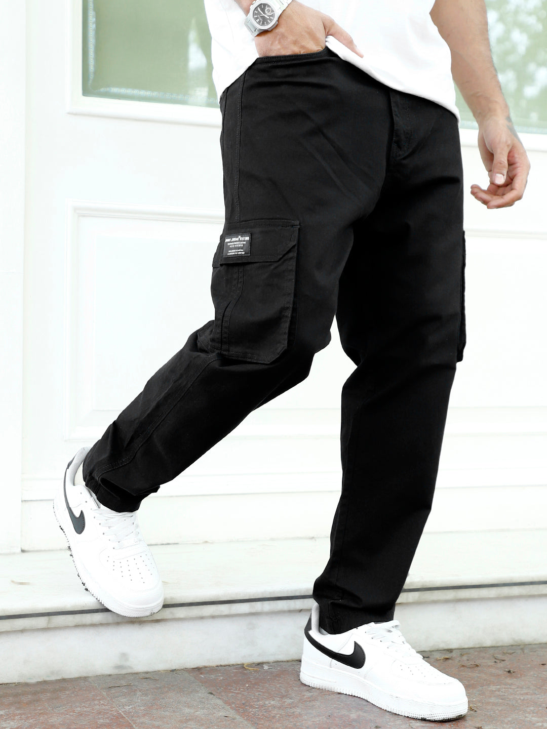 Slate Drift Black Cotton Cargo
