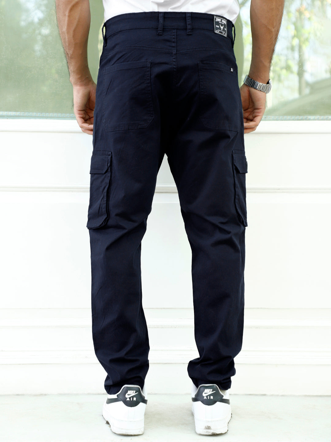 Slate Drift Navy Blue Cotton Cargo