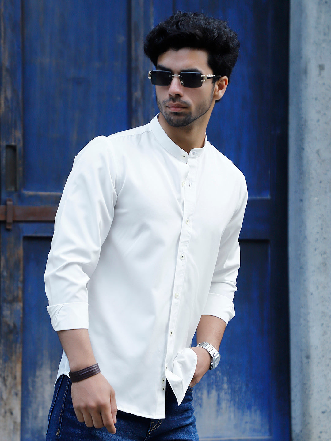 Luxe Thread White Mandarin Shirt