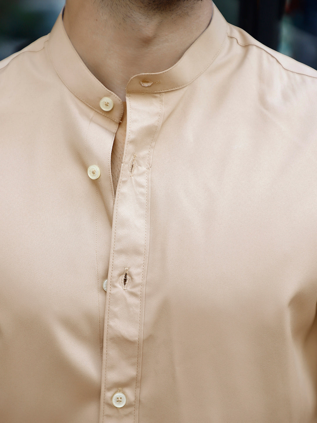 Luxe Thread Beige Mandarin Shirt