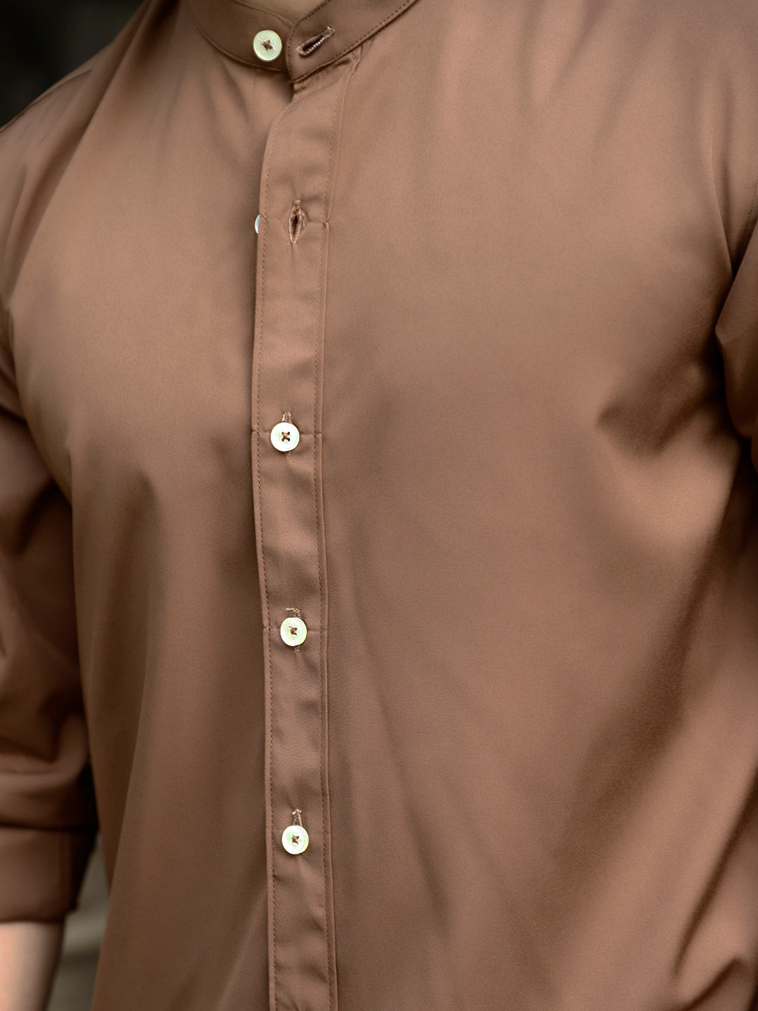 Luxe Thread Copper Brown Mandarin Shirt
