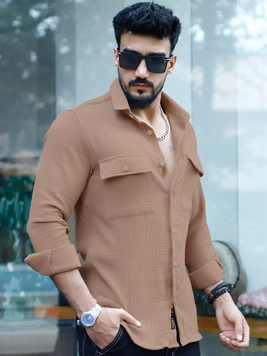 Vero Vibe Lucas Double Clothe Beige Shirt
