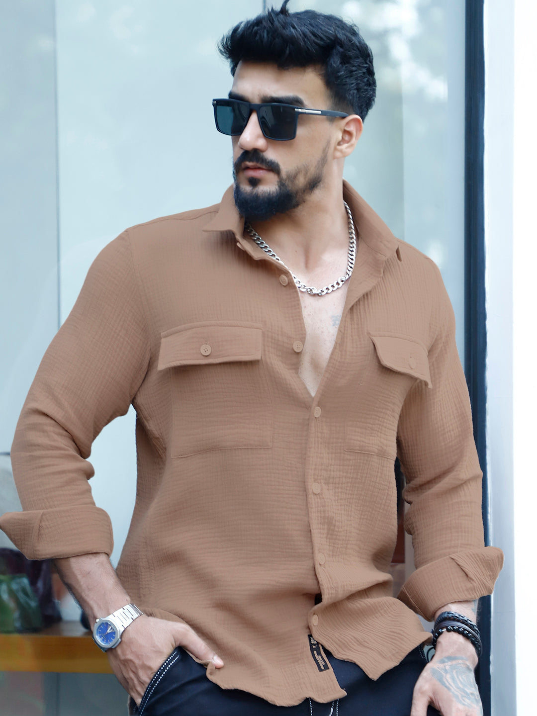 Vero Vibe Lucas Double Clothe Beige Shirt