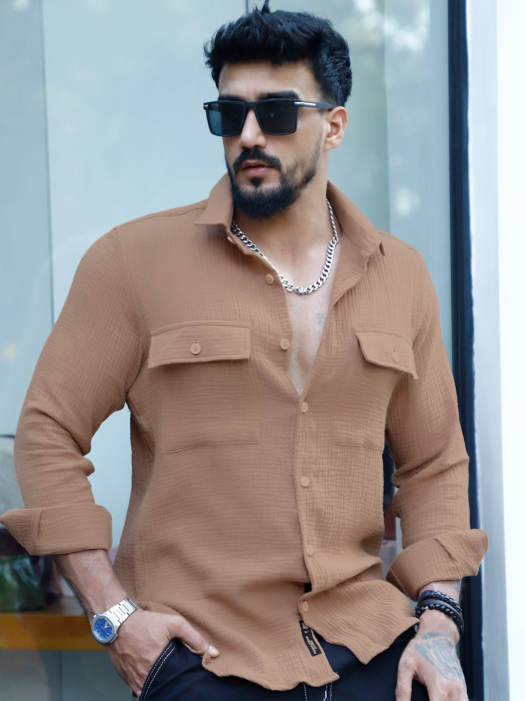Vero Vibe Lucas Double Clothe Beige Shirt
