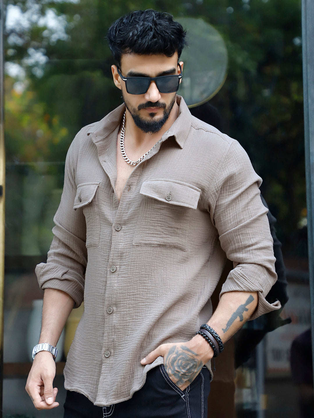 Vero Vibe Lucas Double Clothe Grey Shirt