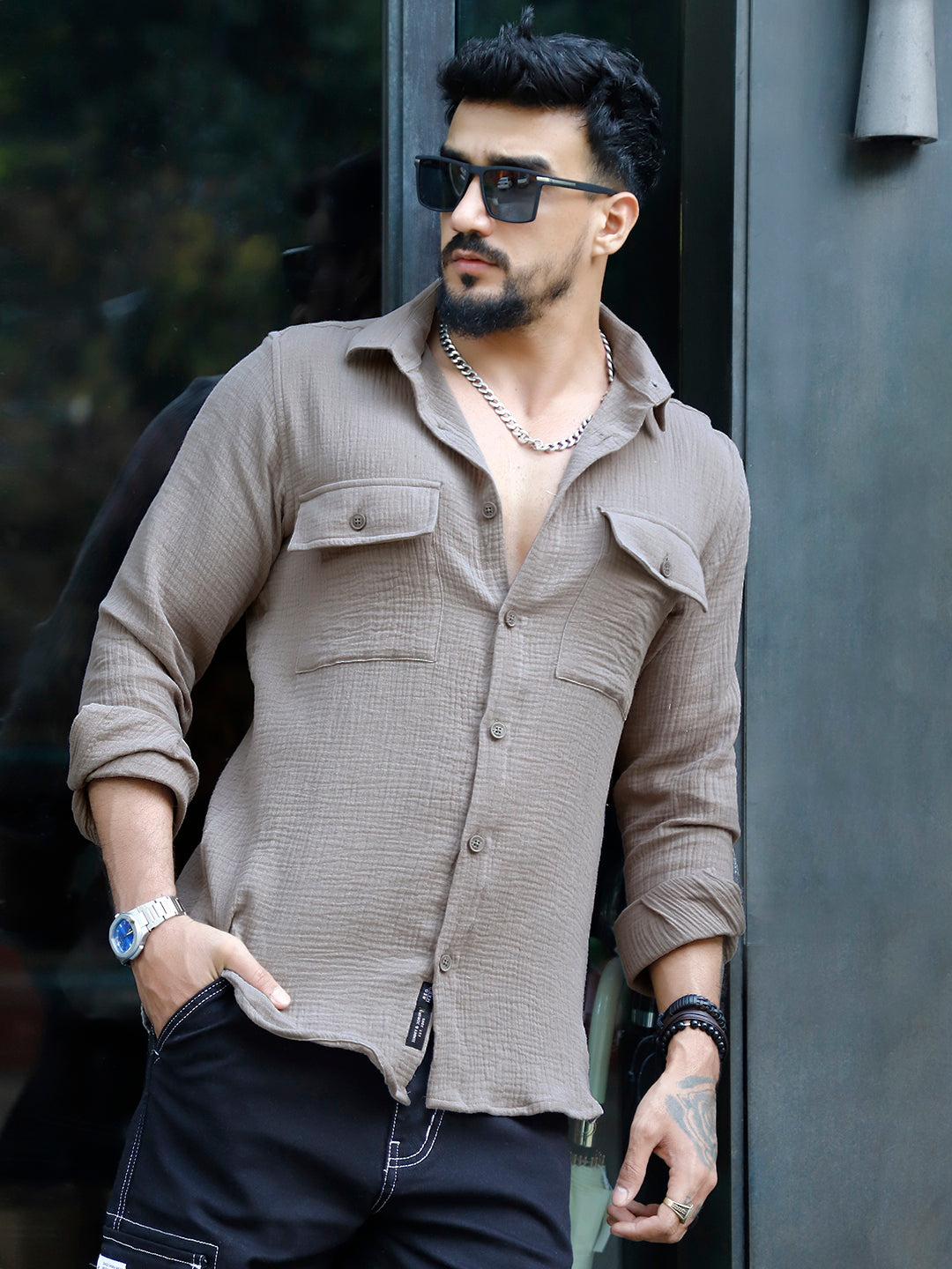 Vero Vibe Lucas Double Clothe Grey Shirt