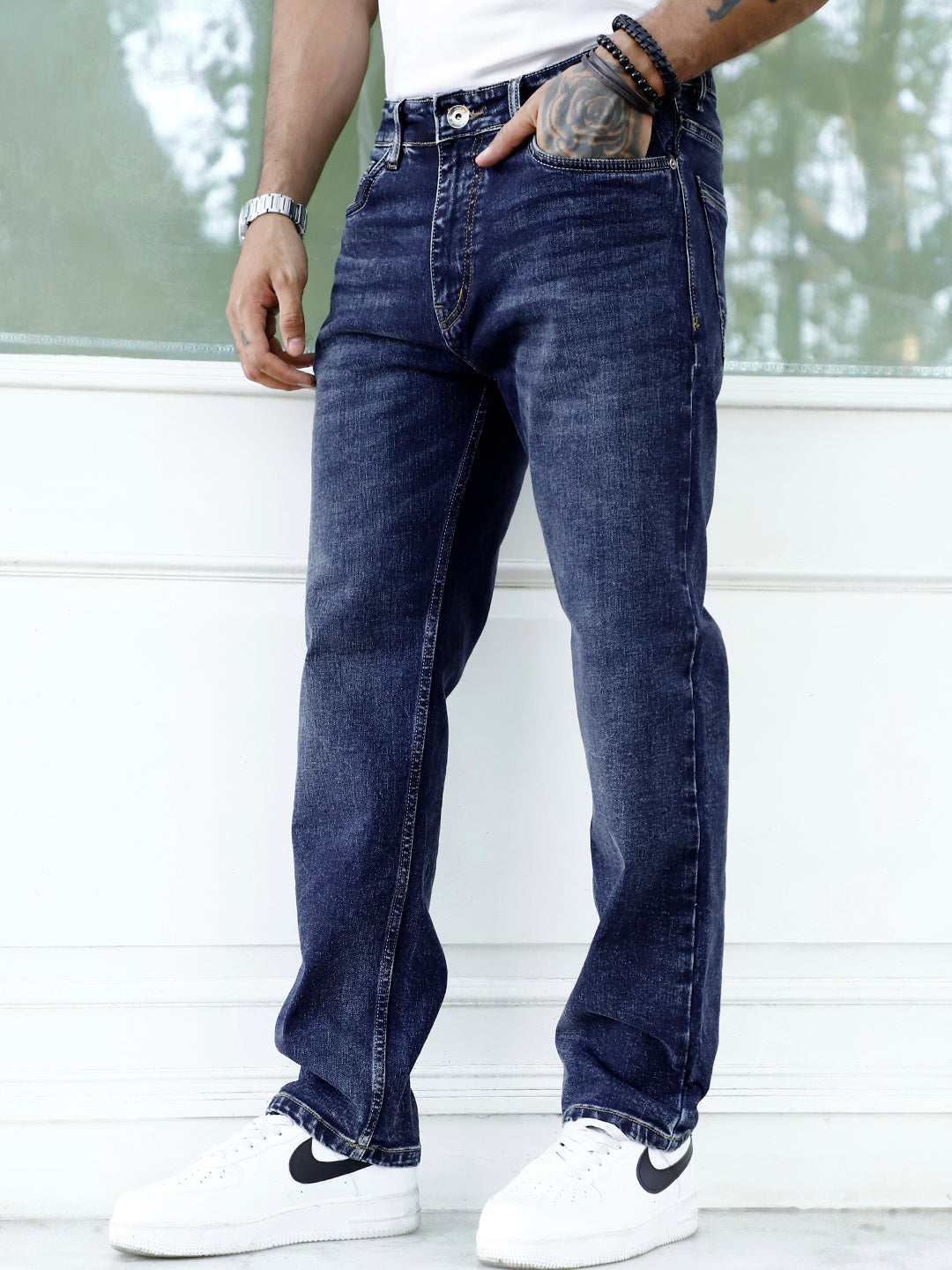 Novaire Prussian Blue Straight Fit Jeans