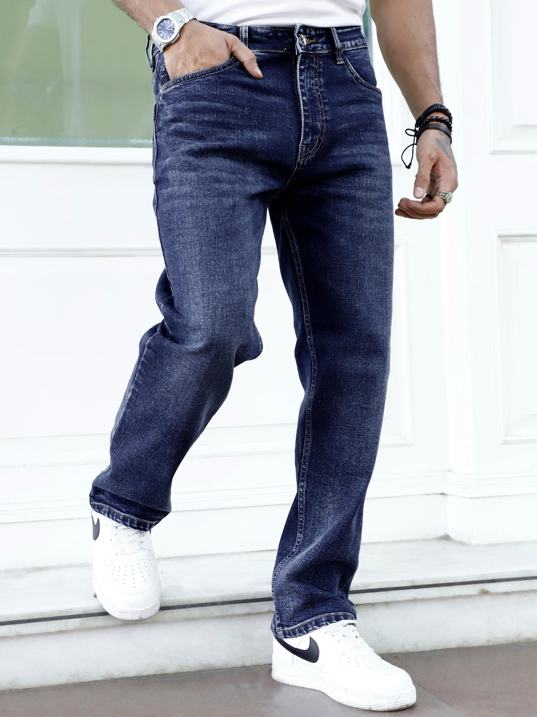 Novaire Prussian Blue Straight Fit Jeans