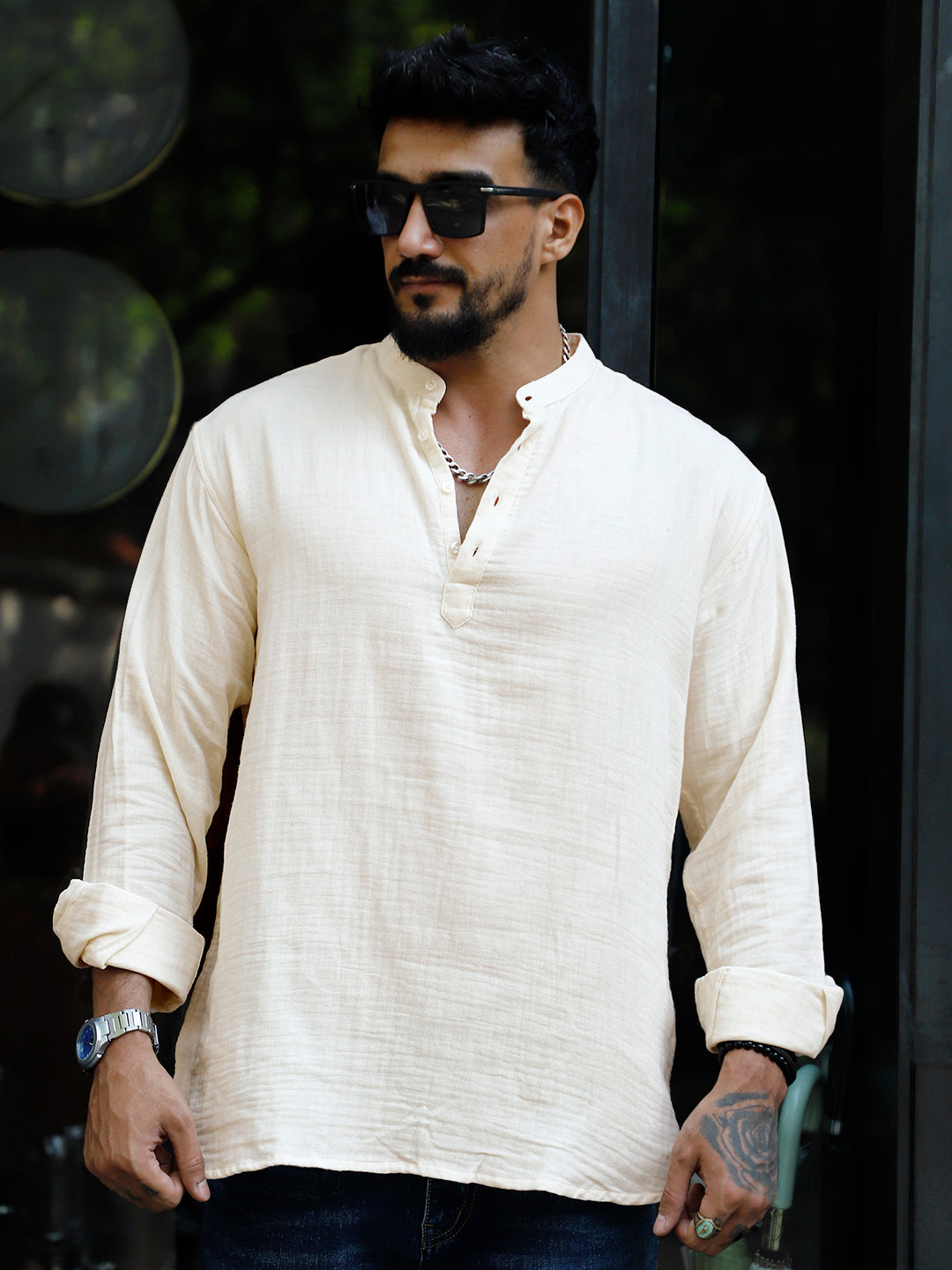 Fusion Drift Beige Kurta