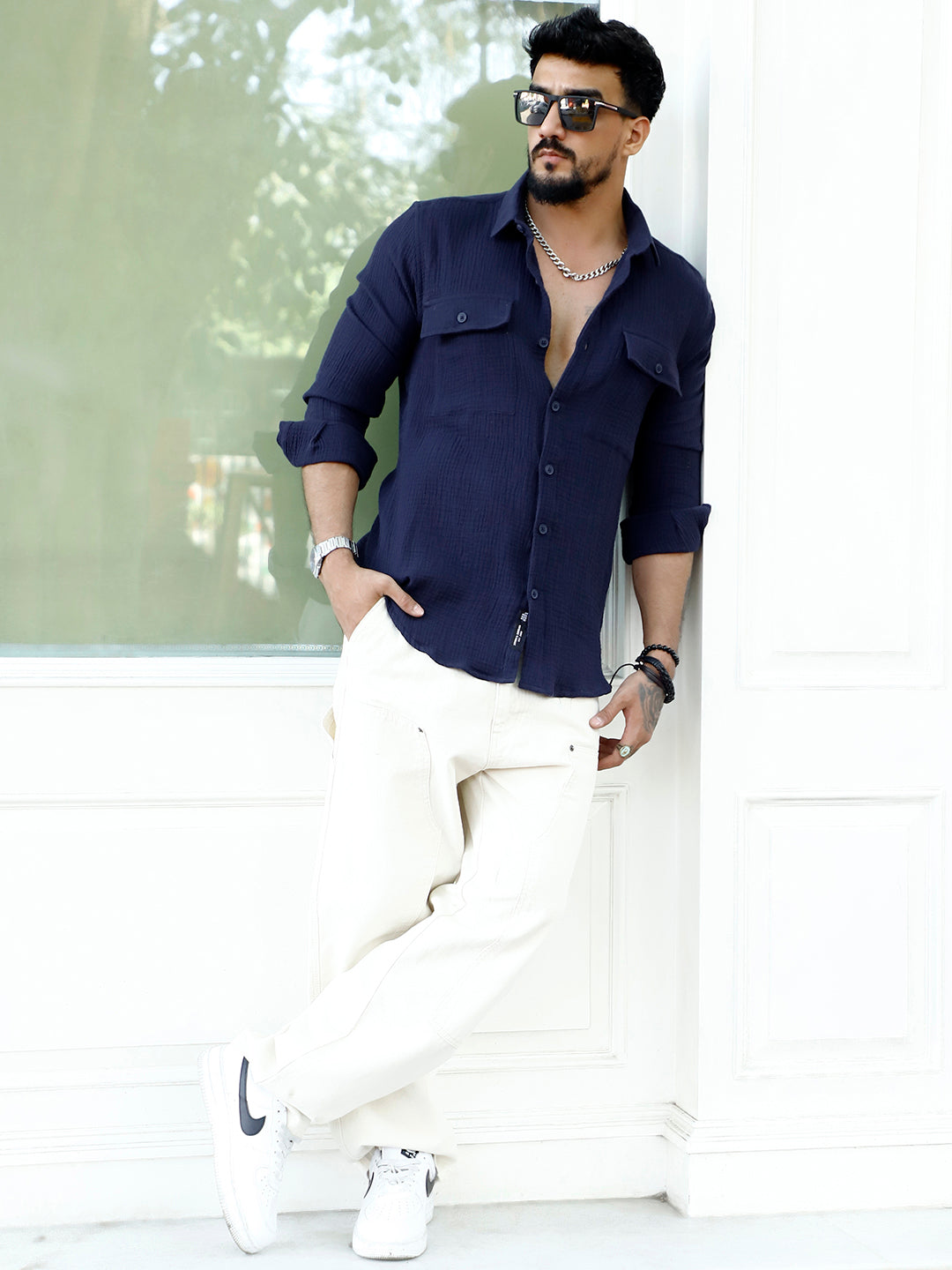 Vero Vibe Lucas Double Clothe Marine Blue Shirt