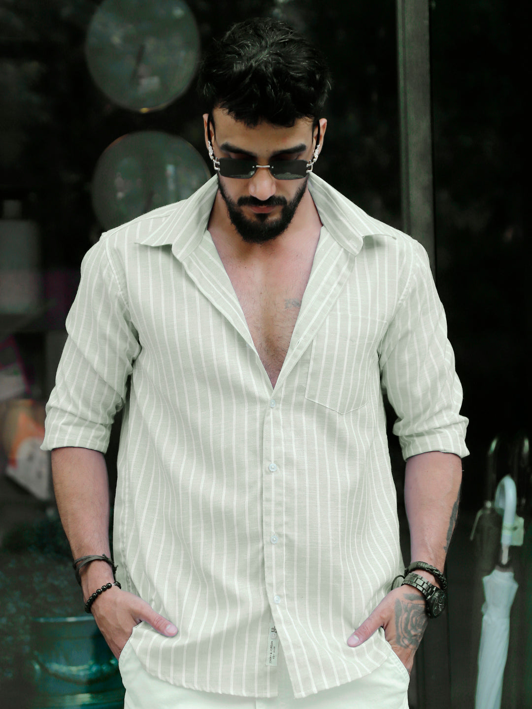 Summer Mint Green Code Stripe Shirt