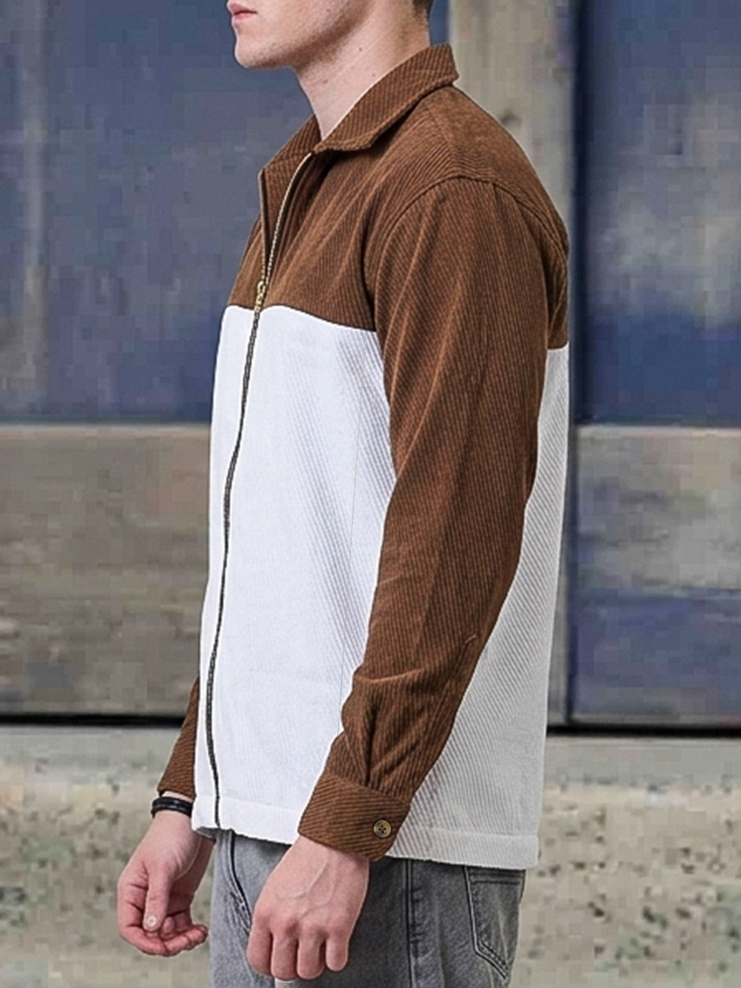 Halo Fade Beige Ribbed Shacket