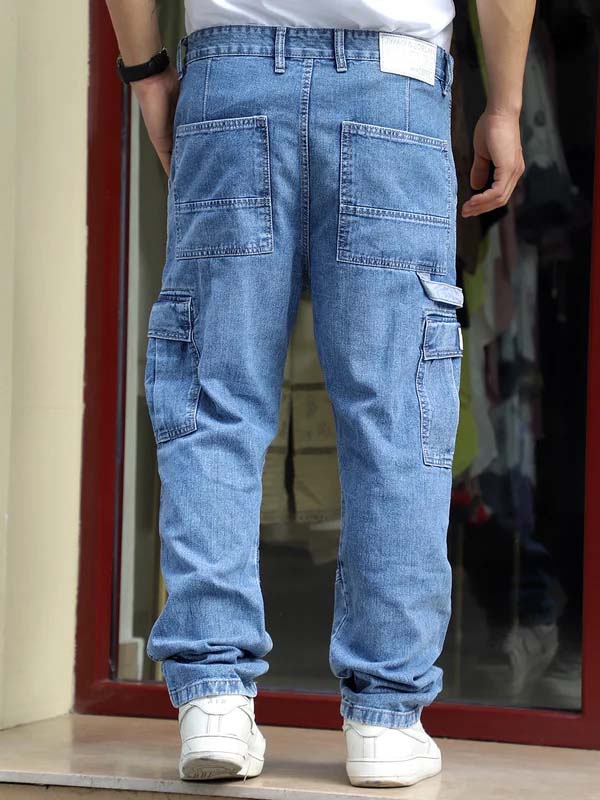 Celshade Light Blue Baggy Fit Denim Cargo