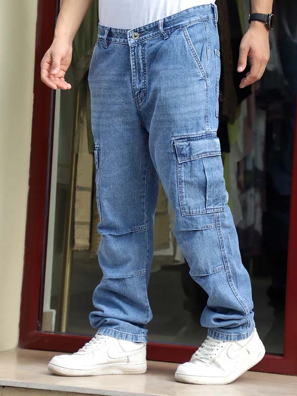 Celshade Light Blue Baggy Fit Denim Cargo