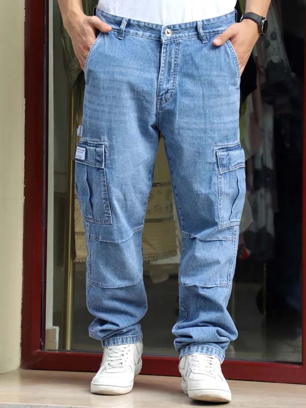 Celshade Light Blue Baggy Fit Denim Cargo | Urban Street Style